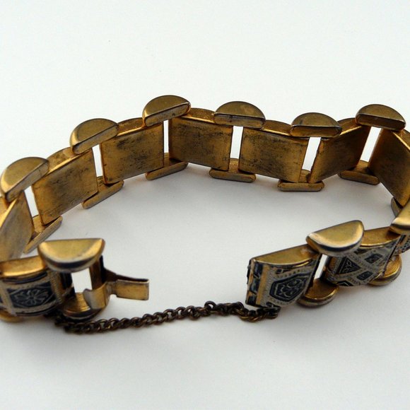 🔴 Vintage Damascene style black & gold bracelet - Picture 6 of 8